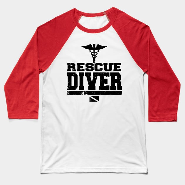 Rescue Diver (distressed) Baseball T-Shirt by TCP